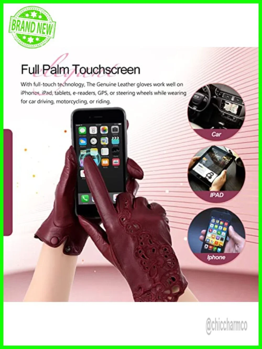Genuine Sheepskin Leather Driving Gloves Unlined Touchscreen